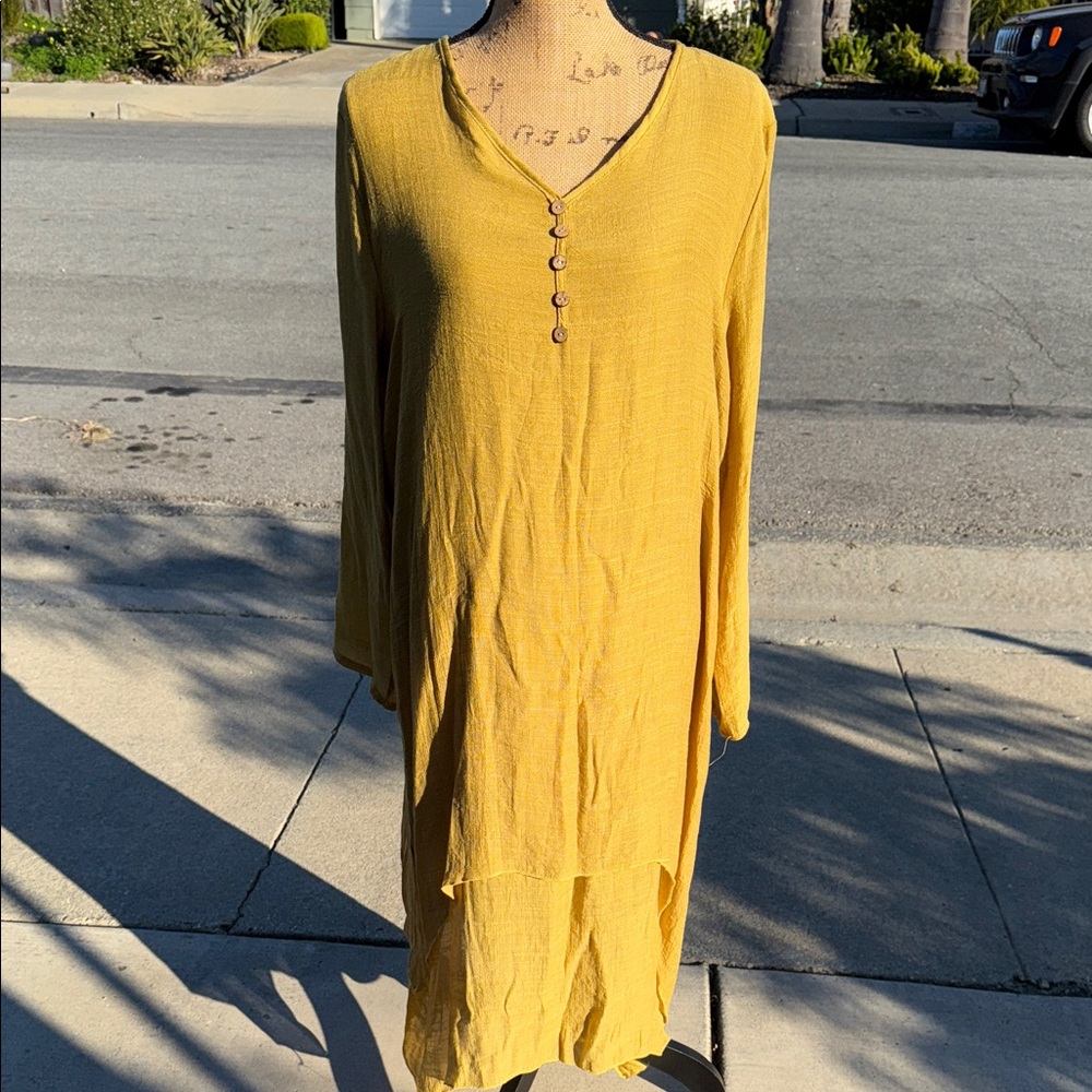 Elegant Yellow Long Sleeve Dress
